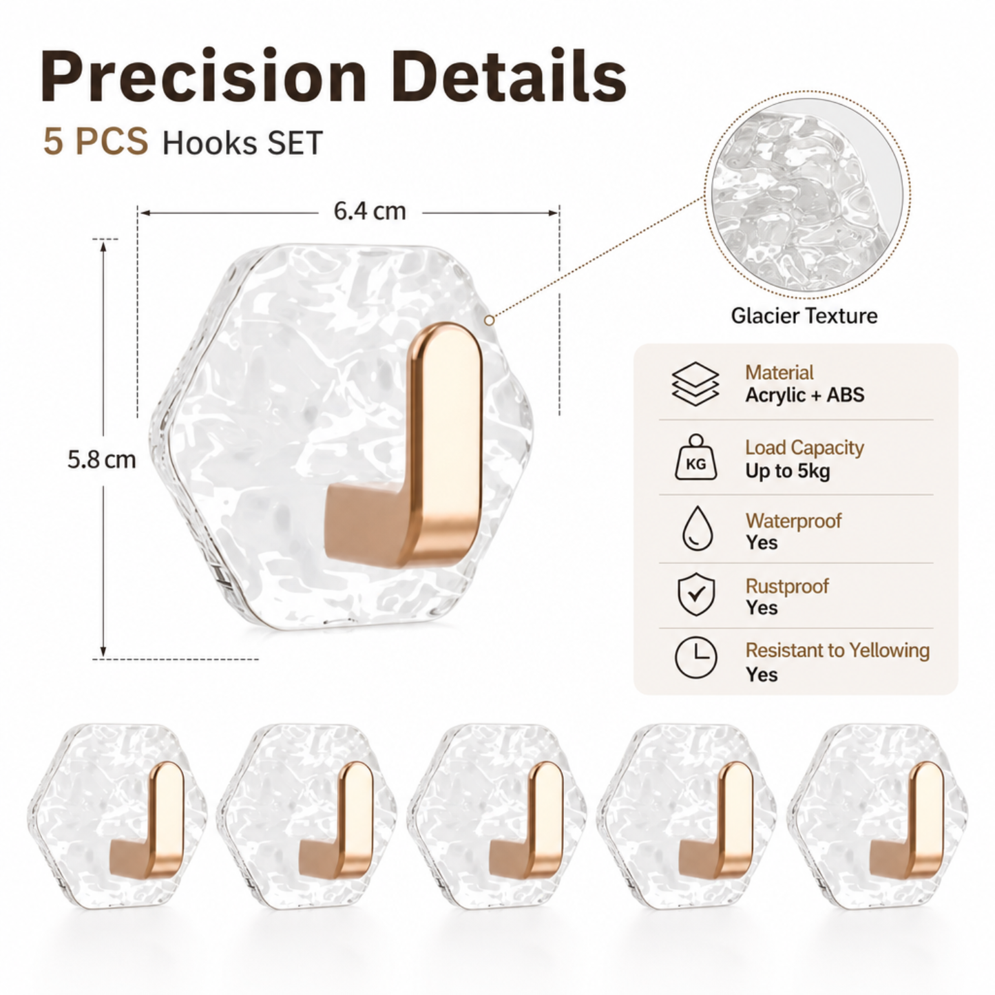 Glacier Ripple Self-Adhesive Hooks
