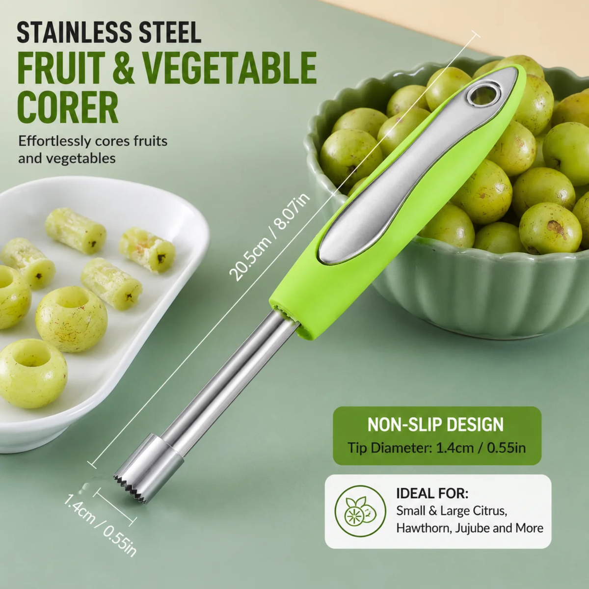2-in-1 Stainless Steel Fruit & Vegetable Corer & Peeler