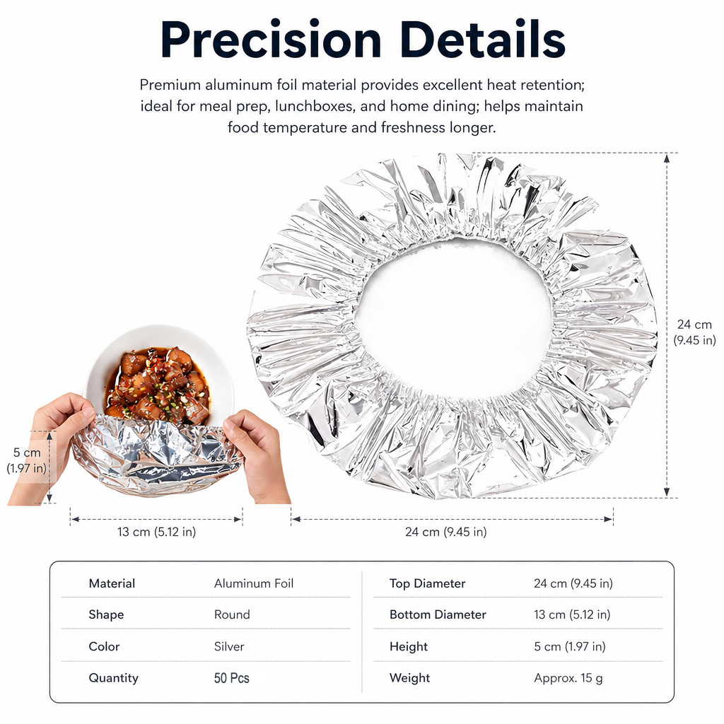 Reusable Aluminum Foil Food Covers (50 PCS)