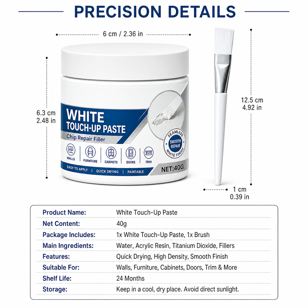 White Furniture Touch-Up Paste with Brush