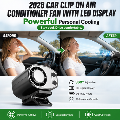 2026 Car Clip On Air Conditioner Fan with LED Display