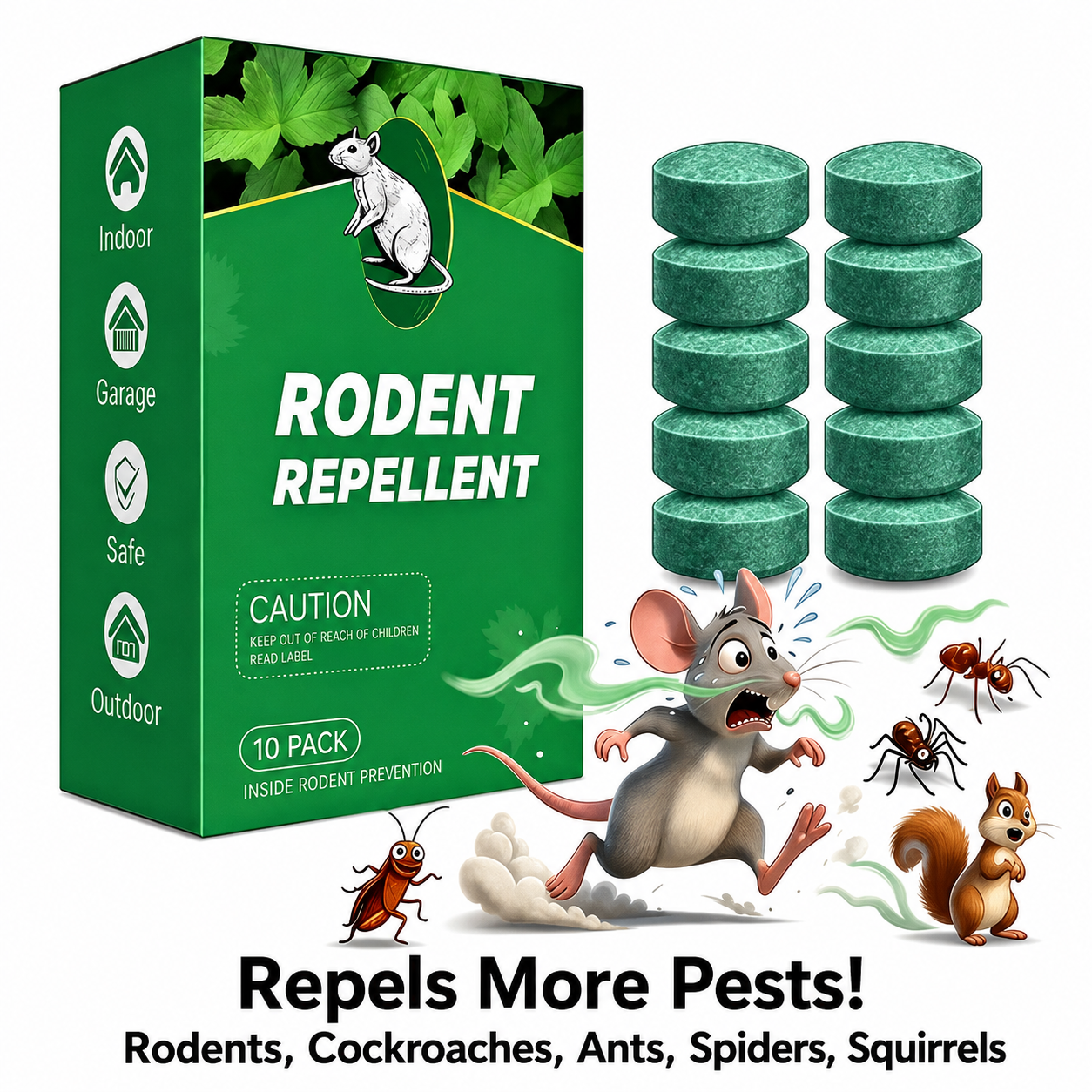 Rodent Repellent − 100% Natural (for Indoor Outdoor Use, Garden & Home, Family & Pet Safe)