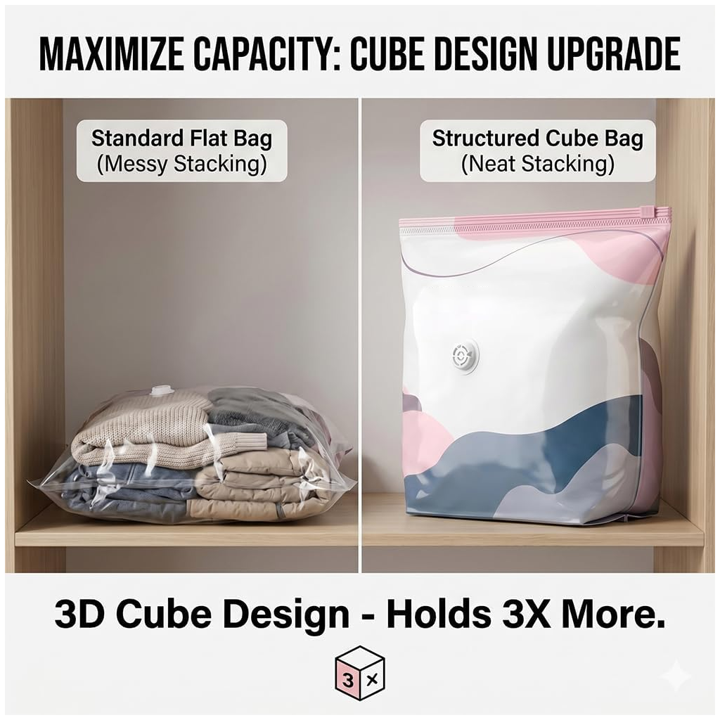 No-Pump 3D Vacuum Storage Bags