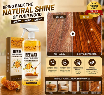 Beewax Wood Polish Spray (Restore Shine Protect Furniture)