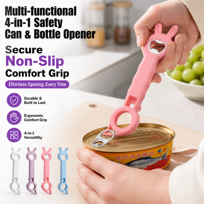 Multi-functional 4-in-1 Safety Can & Bottle Opener