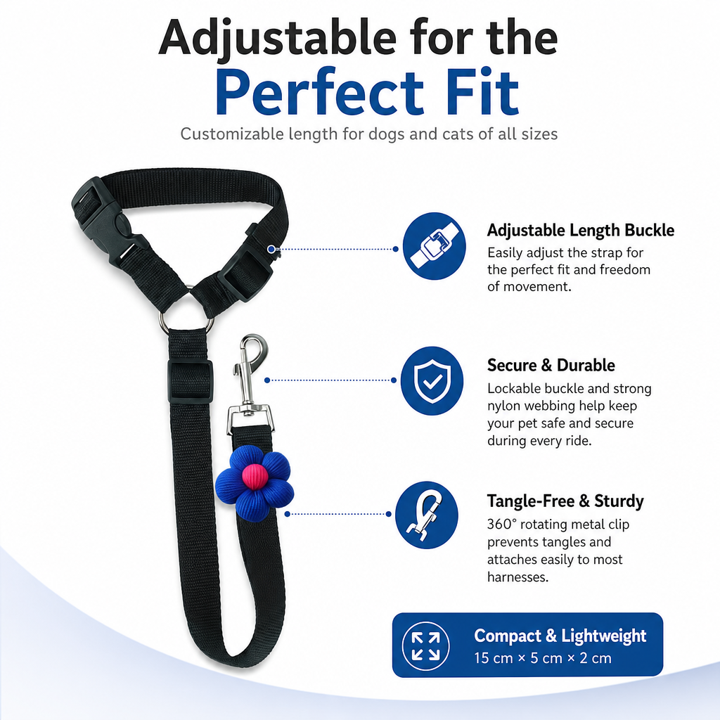 Pet Harnessed Seat Belt for Vehicle Use