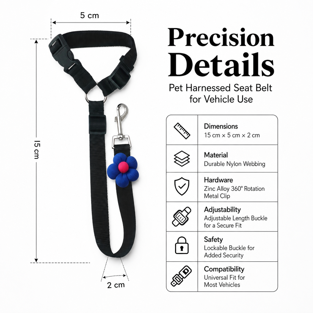 Pet Harnessed Seat Belt for Vehicle Use