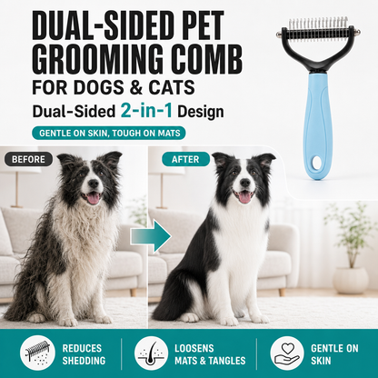 Dual-Sided Pet Grooming Comb for Dogs & Cats