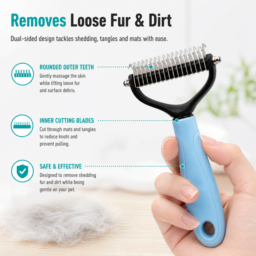 Dual-Sided Pet Grooming Comb for Dogs & Cats