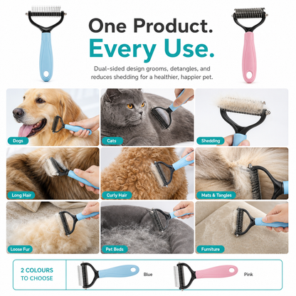 Dual-Sided Pet Grooming Comb for Dogs & Cats