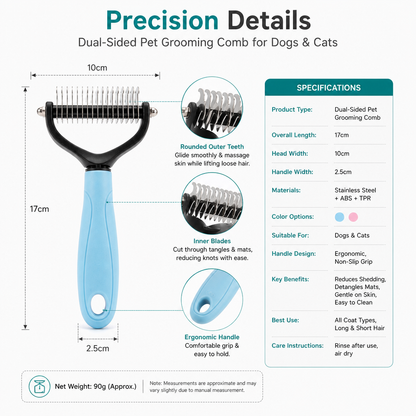 Dual-Sided Pet Grooming Comb for Dogs & Cats
