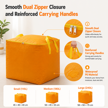 Extra Large Moving & Storage Bag – Thick Durable Dustproof Organizer for Clothes, Bedding, Dorm, Moving & Home Storage