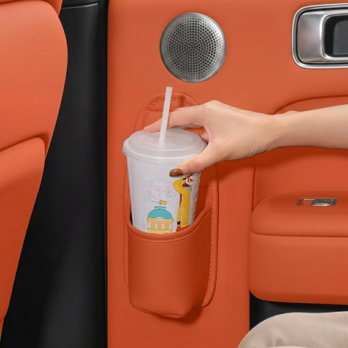 Universal Leather Car Door Cup Holder