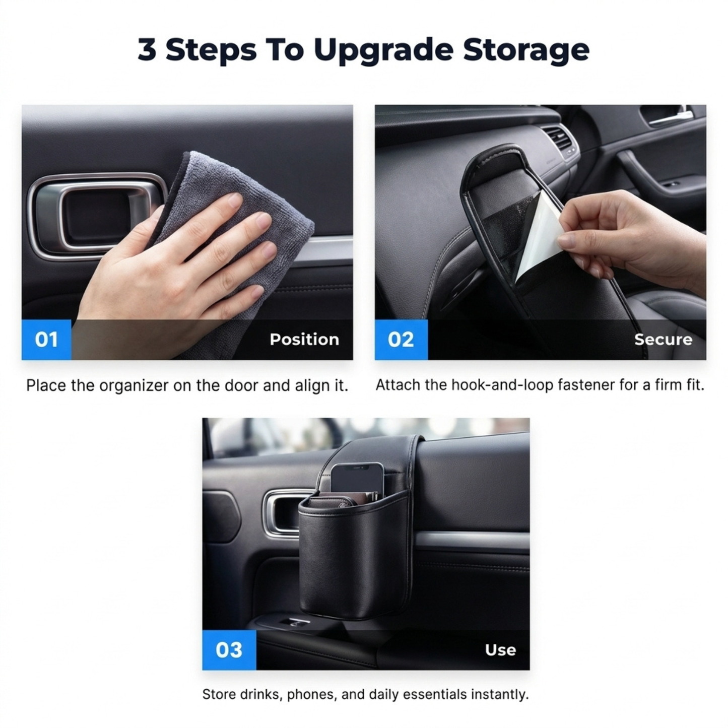 Universal Leather Car Door Cup Holder