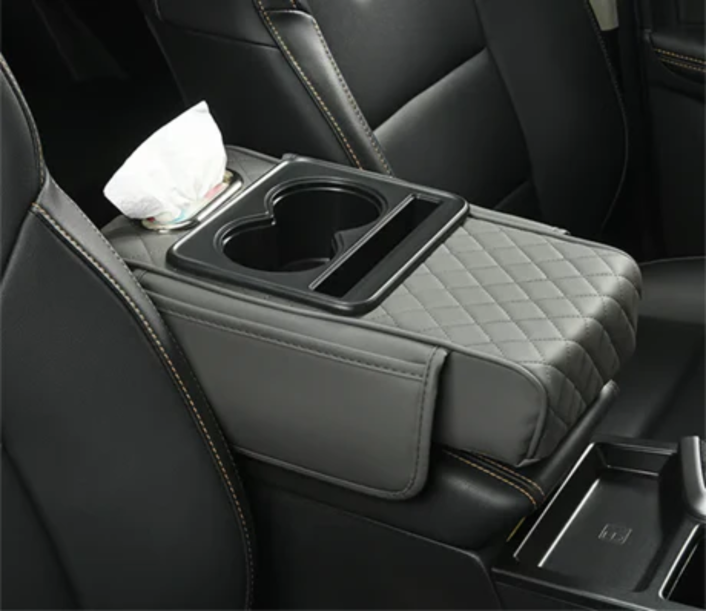 Multi-Functional Leather Car Armrest Organizer