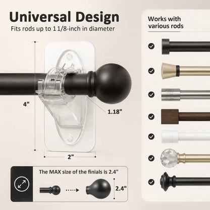 No Drill Needed Curtain Rod Holders