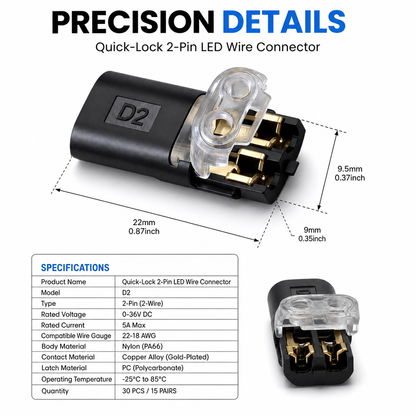 Quick-Lock 2-Pin LED Wire Connector