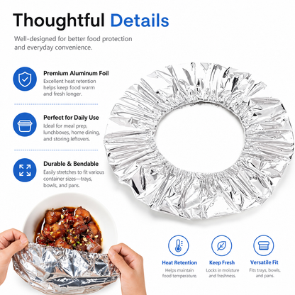 Reusable Aluminum Foil Food Covers (50 PCS)