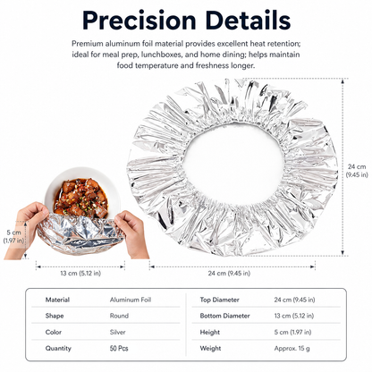 Reusable Aluminum Foil Food Covers (50 PCS)