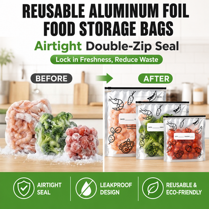Reusable Aluminum Foil Food Storage Bags