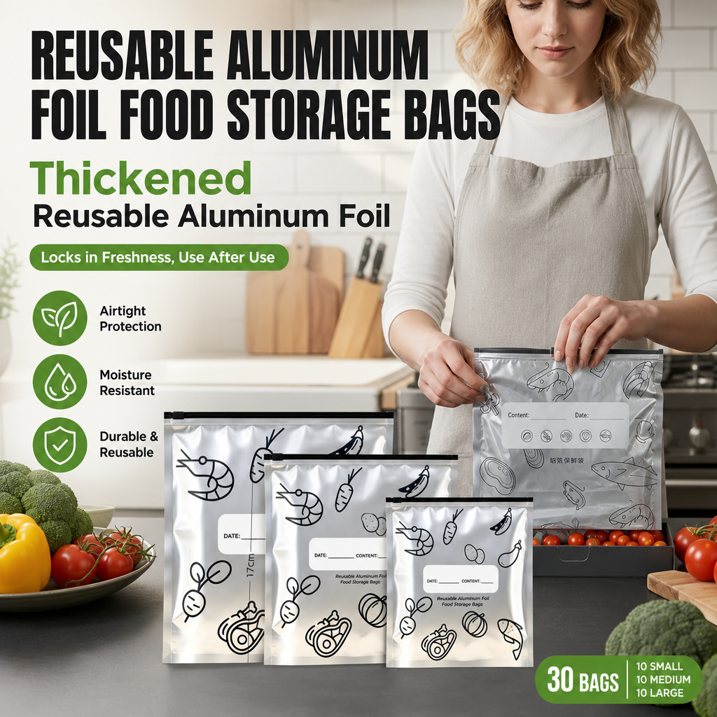 Reusable Aluminum Foil Food Storage Bags
