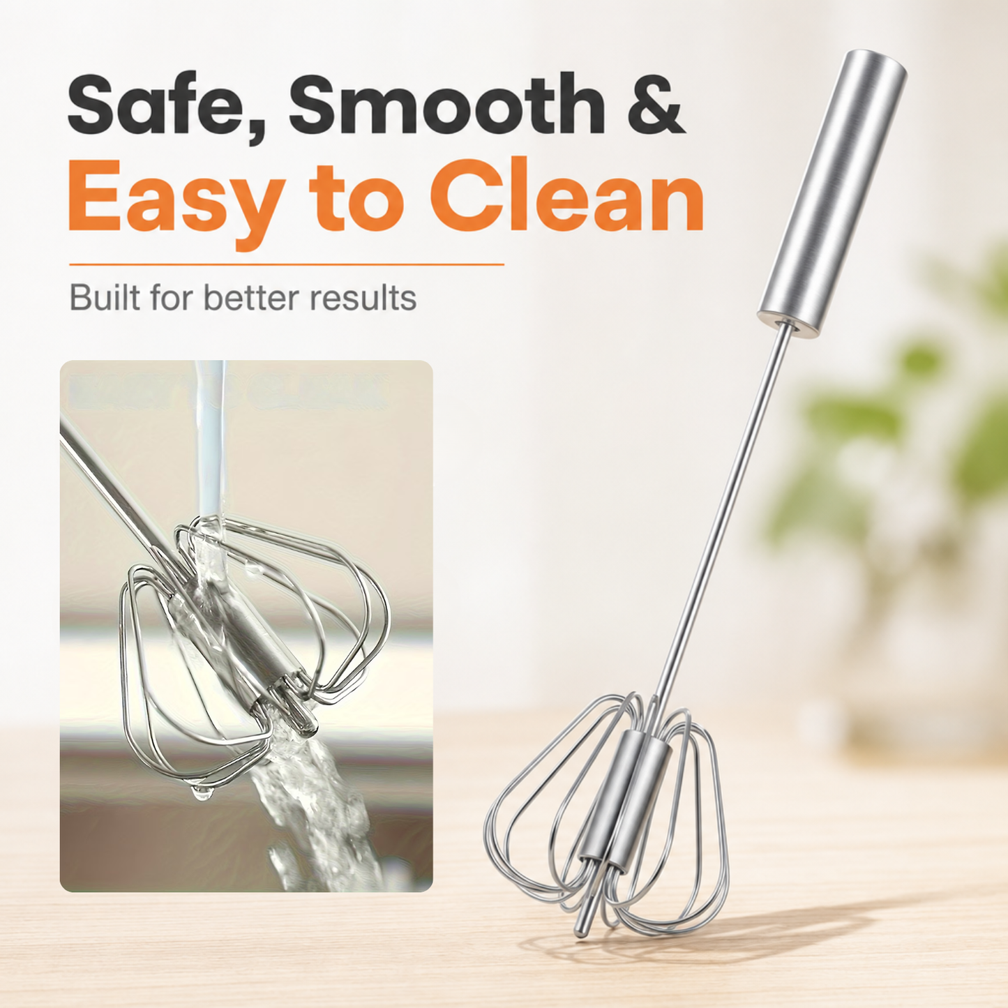 Semi-Automatic Stainless Steel Hand-Push Rotary Whisk