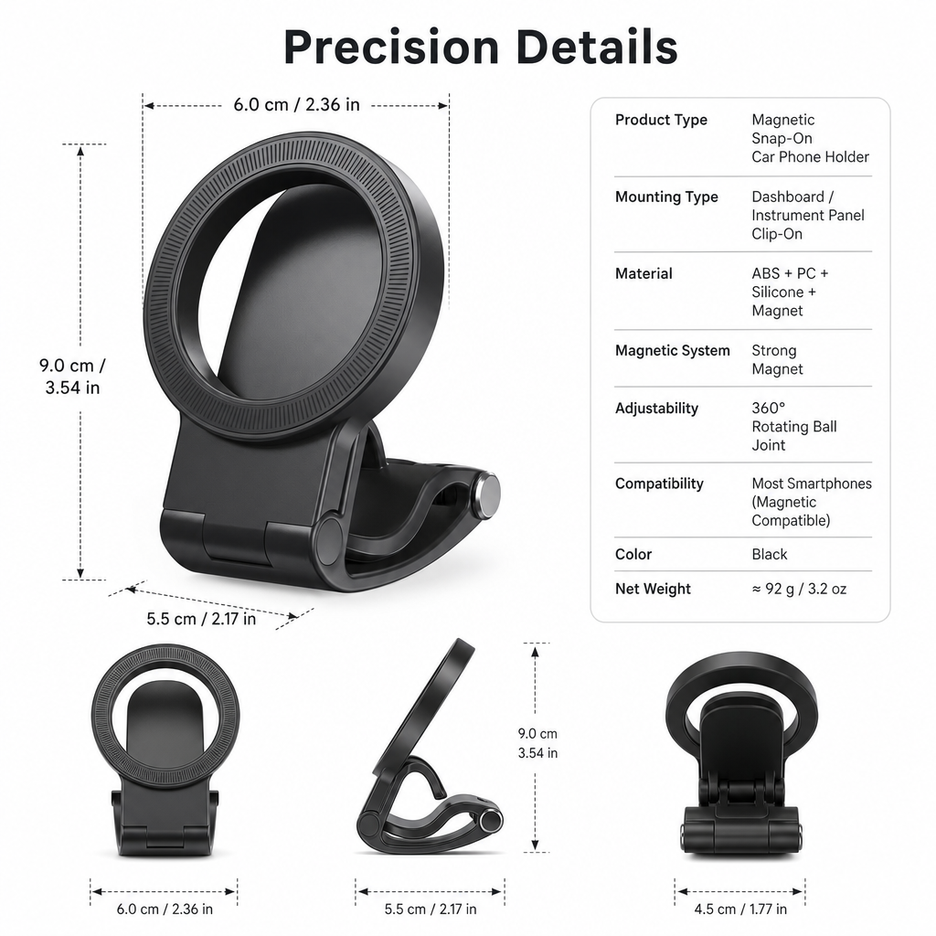 Signature Magnetic Snap-On Car Phone Holder
