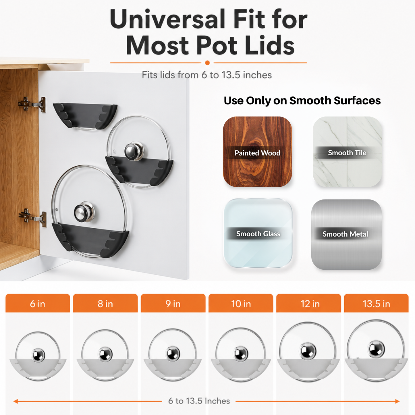 Universal Pot Lid Organizer for Cabinet
