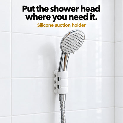 Shower head held at a comfortable height by the Novatrix silicone suction holder