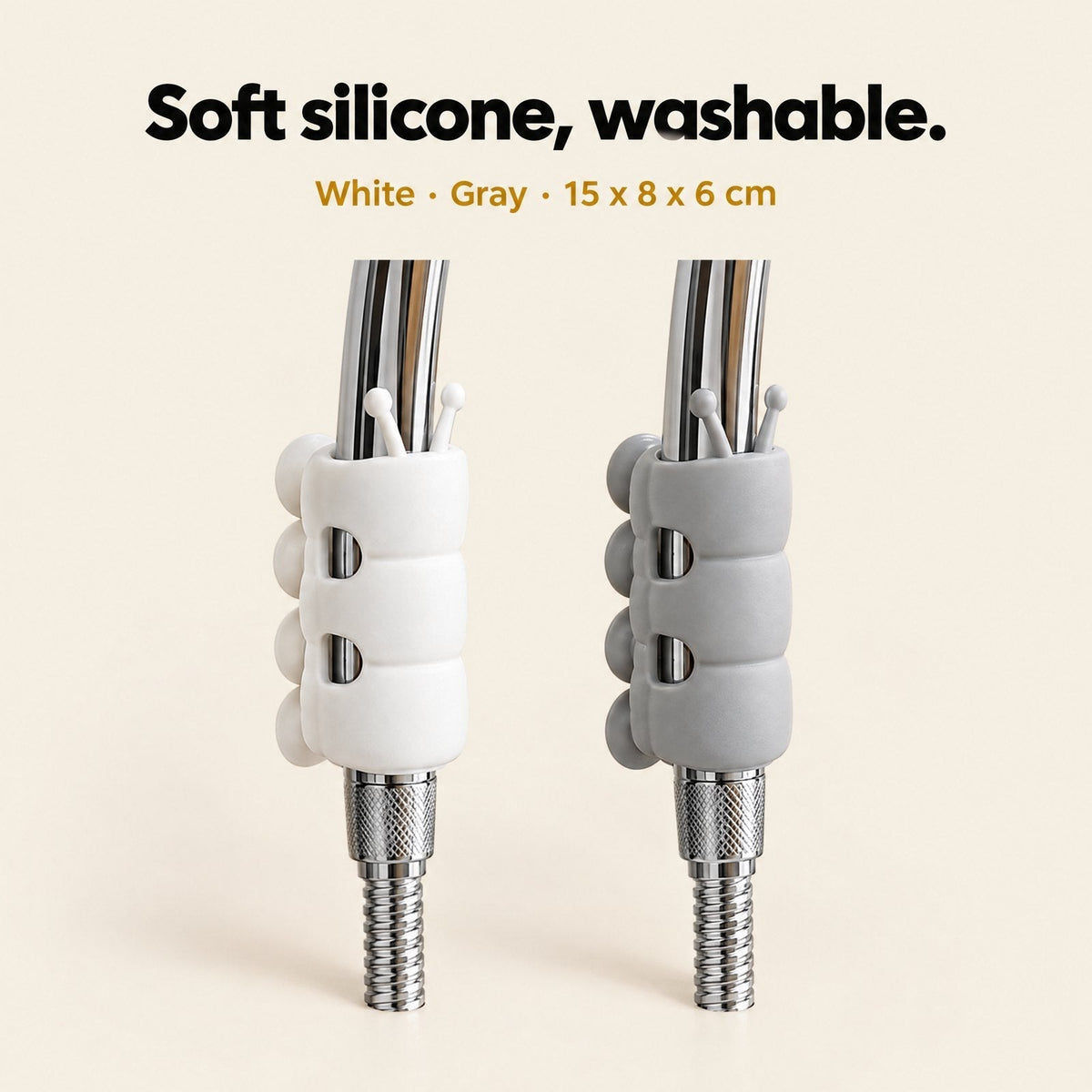 Soft silicone holder in white and gray, 15 x 8 x 6 cm