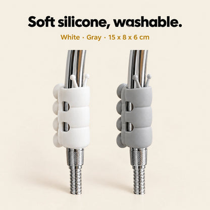 Soft silicone holder in white and gray, 15 x 8 x 6 cm