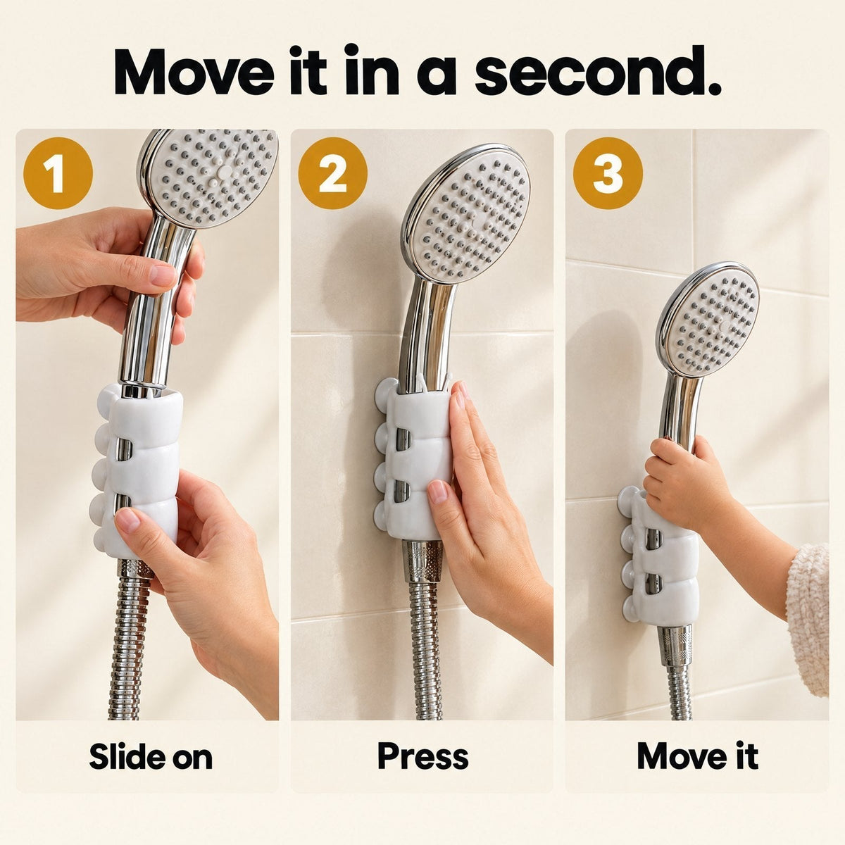 How to use: slide on, press, move it