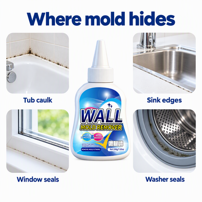 Where mold hides: tub caulk, sink edges, window seals, washer seals