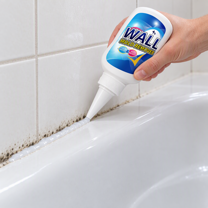 Squeezing gel along a mold-stained tub caulk line