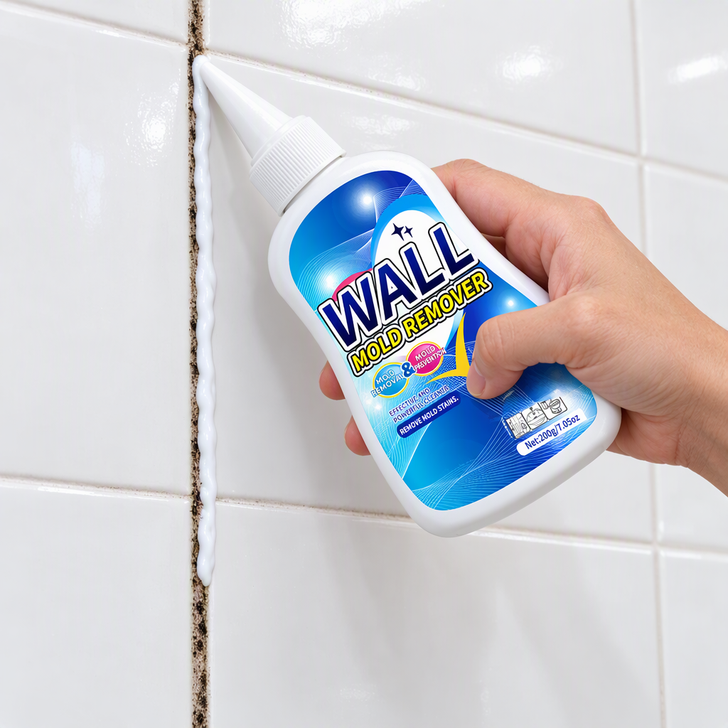 Gel clinging to a vertical shower grout line