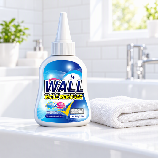 Mold Stain Cleaner Gel bottle on a bathtub edge