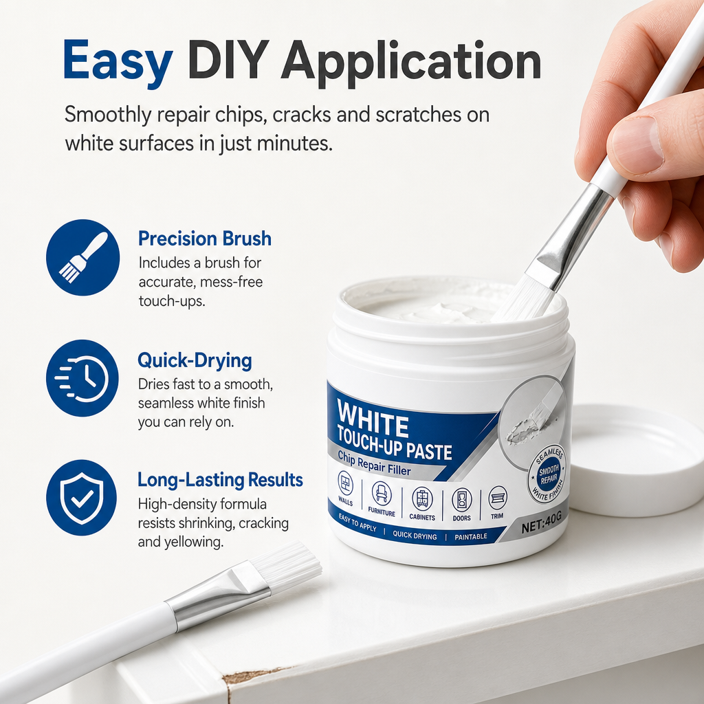 White Furniture Touch-Up Paste with Brush