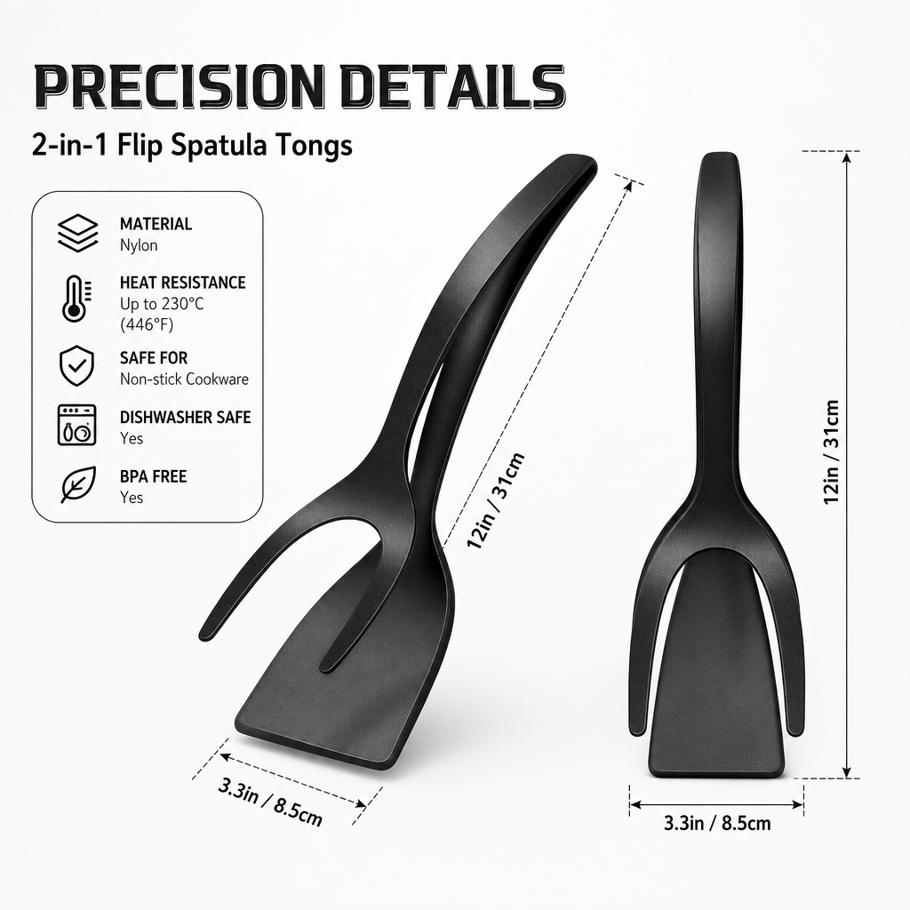2-in-1 Flip Spatula Tongs